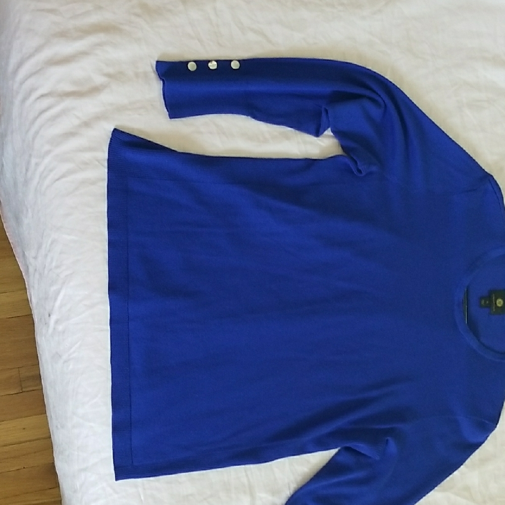 JM Collection Women's Blue Jersey Top